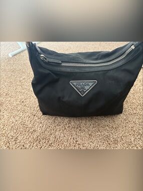 Prada Black Nylon Belt Bag with Triangle Logo